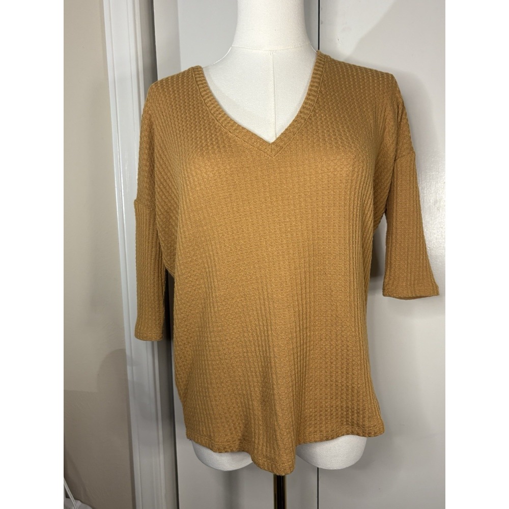 Express One Eleven Top Womens XS Mustard Yellow V-Neck Oversized Dolman Sleeves